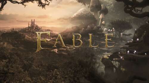 A cinematic teaser image for the Fable 2026 game featuring a fantasy hero in the... wallpaper