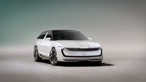 A collection of aerodynamic 2025 concept cars with glowing neon accents and metallic... wallpaper