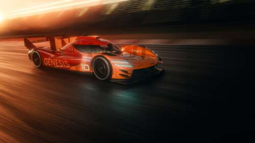 A high-detail, futuristic Genesis GMR-001 prototype hypercar showcasing its aerodynamic... wallpaper download