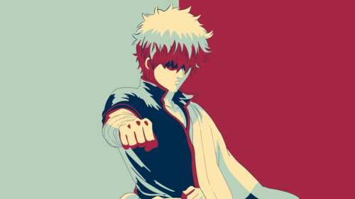 Minimalist digital art of Gintoki Sakata from the anime Gintama free hd wallpapers