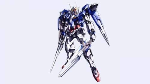 High-resolution 3D render of the GN-0000 00 Gundam mecha from Mobile Suit Gundam... free background