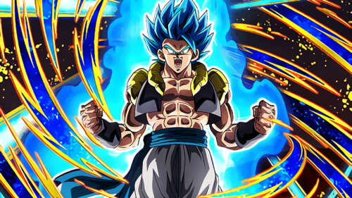 Gogeta from Dragon Ball Z in a powerful combat stance wallpaper for laptop download