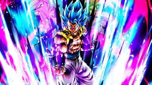 Gogeta in Super Saiyan Blue form with a radiant blue aura, inspired by Dragon Ball... computer backgrounds
