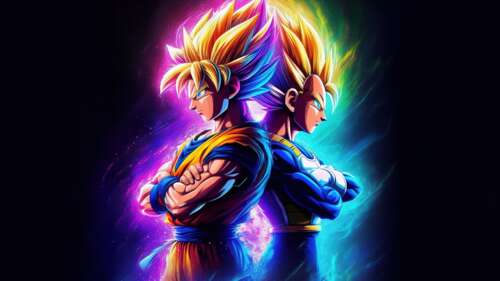Goku and Vegeta from Dragon Ball Z against a dark, dramatic background free background images