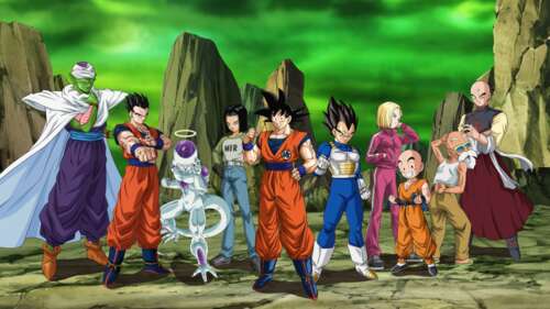 A high-resolution 5K character poster of Goku from Dragon Ball Super featuring vibrant... wallpaper images
