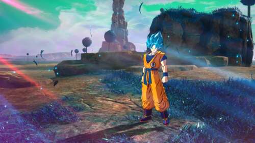 Goku in a combat-ready pose from the Dragon Ball: Sparking! Zero video game.