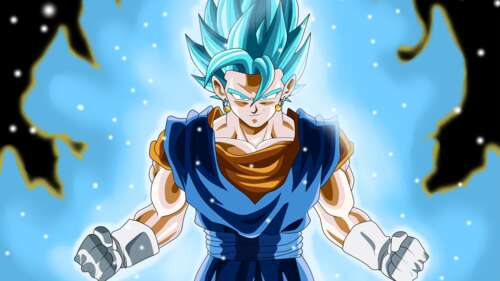 Goku in Super Saiyan form with golden hair and intense energy aura from Dragon Ball... wallpaper photo gallery download