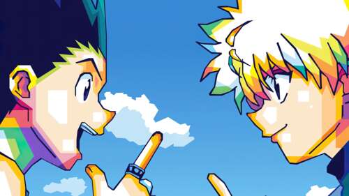 A high-quality aesthetic anime portrait of Gon Freecss and Killua Zoldyck from Hunter... wallpaper