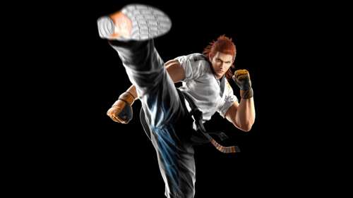 Detailed 8K portrait of Hwoarang from Tekken 8 against a pitch-black background. free hd wallpapers