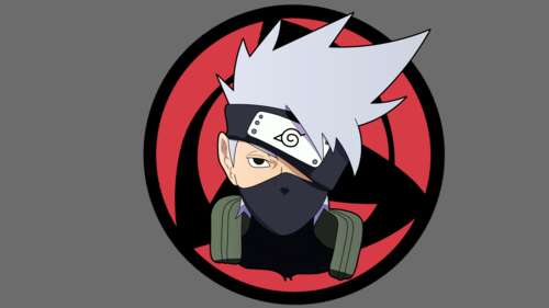 Minimalist 8K digital art of Kakashi Hatake from Naruto on a grey background. hd background