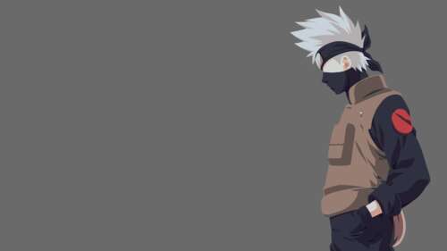 Minimalist grey-scale vector art of Kakashi Hatake from Naruto. free wallpaper