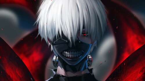 A high-definition portrait of Ken Kaneki from the anime series Tokyo Ghoul free wallpaper
