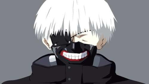 A minimalist, high-definition digital art piece featuring Ken Kaneki from the anime... wallpaper images