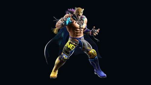 A cinematic close-up of the character King from Tekken 8 featuring a detailed jaguar... ps4 wallpaper