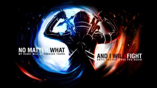 Kirito from Sword Art Online standing against a dark, atmospheric background. wallpaper download
