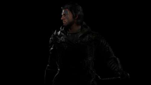 A dramatic close-up of Kliff from Crimson Desert set against a pitch-black background. ps4 wallpaper