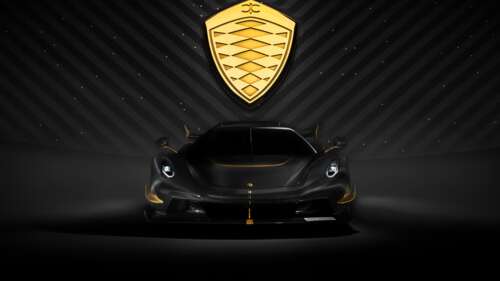 A dark, hyper-realistic view of a Koenigsegg Jesko hypercar with visible carbon fiber... wallpaper for pc download