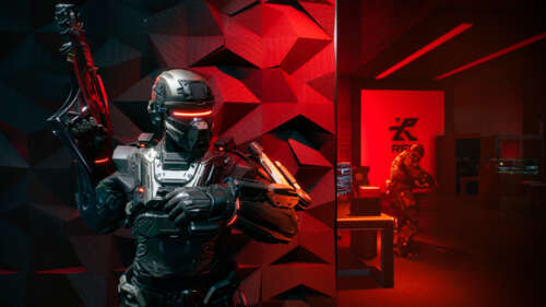 A cinematic gameplay shot from La Quimera featuring futuristic characters and advanced... wallpaper images