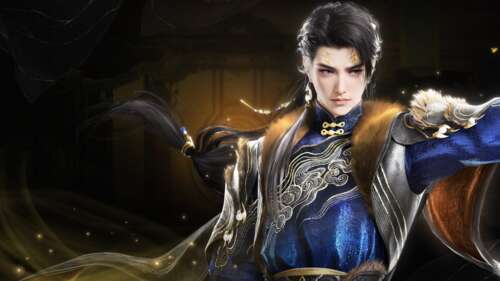 A cinematic and detailed view of a character from Naraka: Bladepoint in a combat... wallpaper