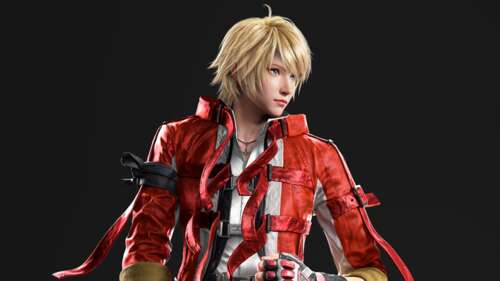 A dramatic and high-contrast portrait of Leo Kliesen from Tekken 8 against a dark... free wallpaper