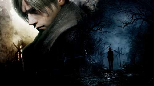 Leon S. Kennedy standing in a dark, atmospheric setting from the Resident Evil 4... free wallpaper
