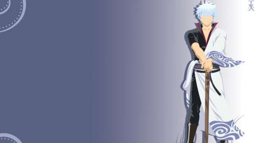 Minimalist faceless vector art of Gintoki Sakata from the anime Gintama wallpaper download