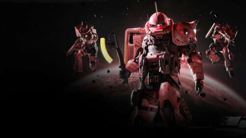 A battle-damaged Gundam mecha standing in a destroyed city street filled with smoke... wallpaper for laptop download