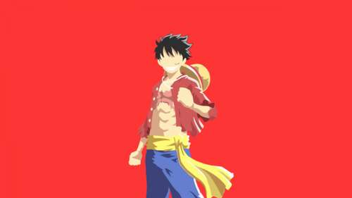 A minimalist, faceless portrait of Monkey D. Luffy from One Piece against a solid... wallpaper photo gallery download