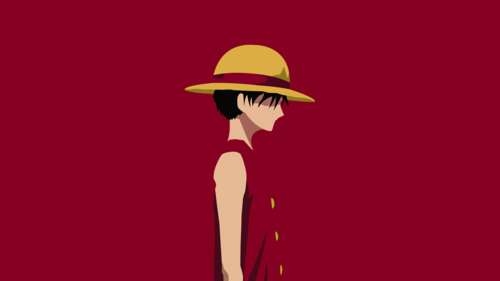A minimalist illustration of Monkey D. Luffy from One Piece set against a vibrant... pictures for wallpaper