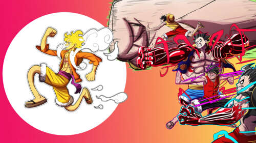 Monkey D. Luffy in his Sun God Nika Gear 5 form from the One Piece anime series. wallpaper