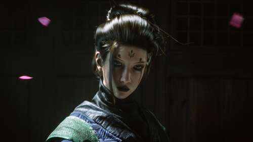 A detailed portrait of a beautiful Asian woman as a warrior in the style of Black...