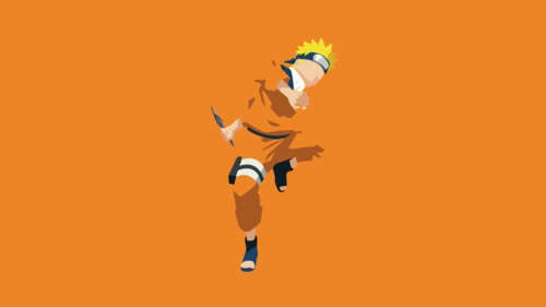 A minimalist digital illustration of Naruto Uzumaki from the Naruto anime against... free wallpaper