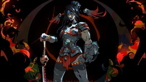 A detailed and dramatic portrayal of the character Nemesis from the video game Hades... free wallpaper