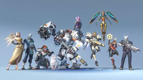 Iconic heroes from Overwatch 2 in a dynamic, action-packed setting. wallpaper