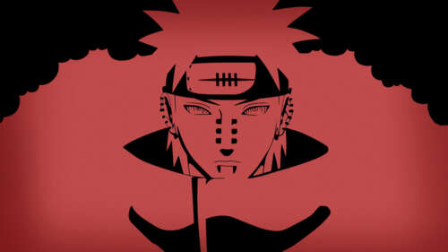 Minimalist illustration of Pain from Naruto against a black background free wallpaper