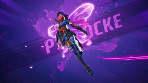Psylocke from Marvel Rivals character art against a purple background ps4 wallpaper