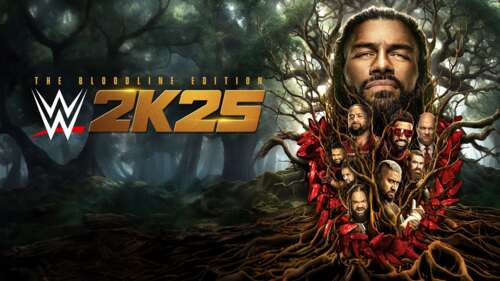 Roman Reigns from WWE featured in a cinematic visual for the WWE 2K25 video game. free hd wallpapers