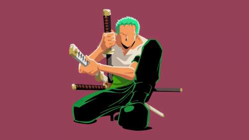 Faceless minimalist illustration of Roronoa Zoro from One Piece featuring his Three... wallpaper