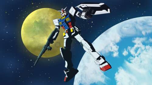 The iconic RX-78-2 Gundam mecha from the Mobile Suit Gundam anime series featuring... hd background