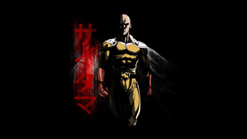 Saitama from One Punch Man fan art against a solid black background ps4 wallpaper