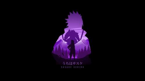 Minimalist art of Sasuke Uchiha from Naruto on a black background free background images