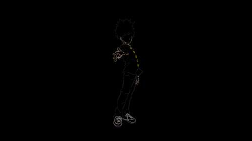 Minimalist AMOLED portrait of Shigeo Kageyama (Mob) from Mob Psycho 100 on a deep... ps4 wallpaper