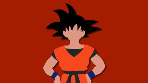 A minimalist, faceless silhouette of Son Goku from Dragon Ball Z set against a vibrant...