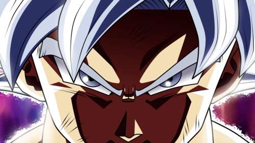 Son Goku from Dragon Ball Super in his Perfected Ultra Instinct form, featuring silver... free desktop wallpaper