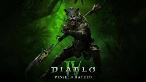 A Spiritborn character from Diablo IV: Vessel of Hatred surrounded by glowing green... free wallpaper