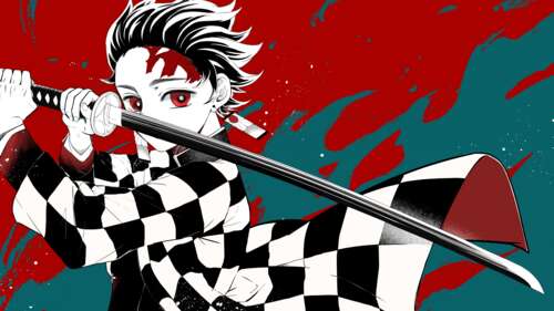 A high-resolution, detailed depiction of Tanjiro Kamado from Demon Slayer: Kimetsu... free background images