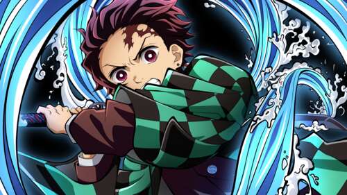 Tanjiro Kamado from Demon Slayer: Kimetsu no Yaiba wearing his distinctive green... high definition wallpaper