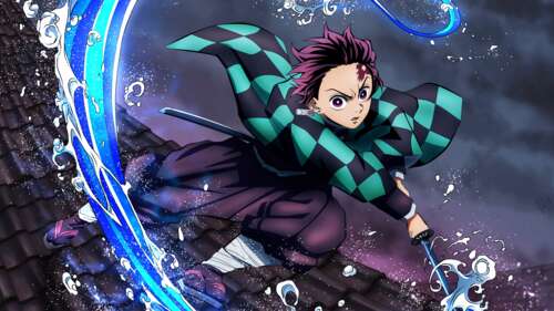 Tanjiro Kamado from Demon Slayer: Kimetsu no Yaiba using the Water Breathing technique... wallpaper for pc download