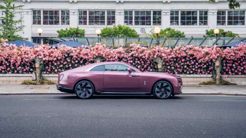 A high-resolution, detailed view of a luxurious Rolls-Royce Spectre electric vehicle...