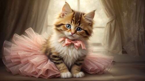 A close-up shot of an incredibly cute and fluffy kitten with big, sparkling eyes. free hd wallpapers